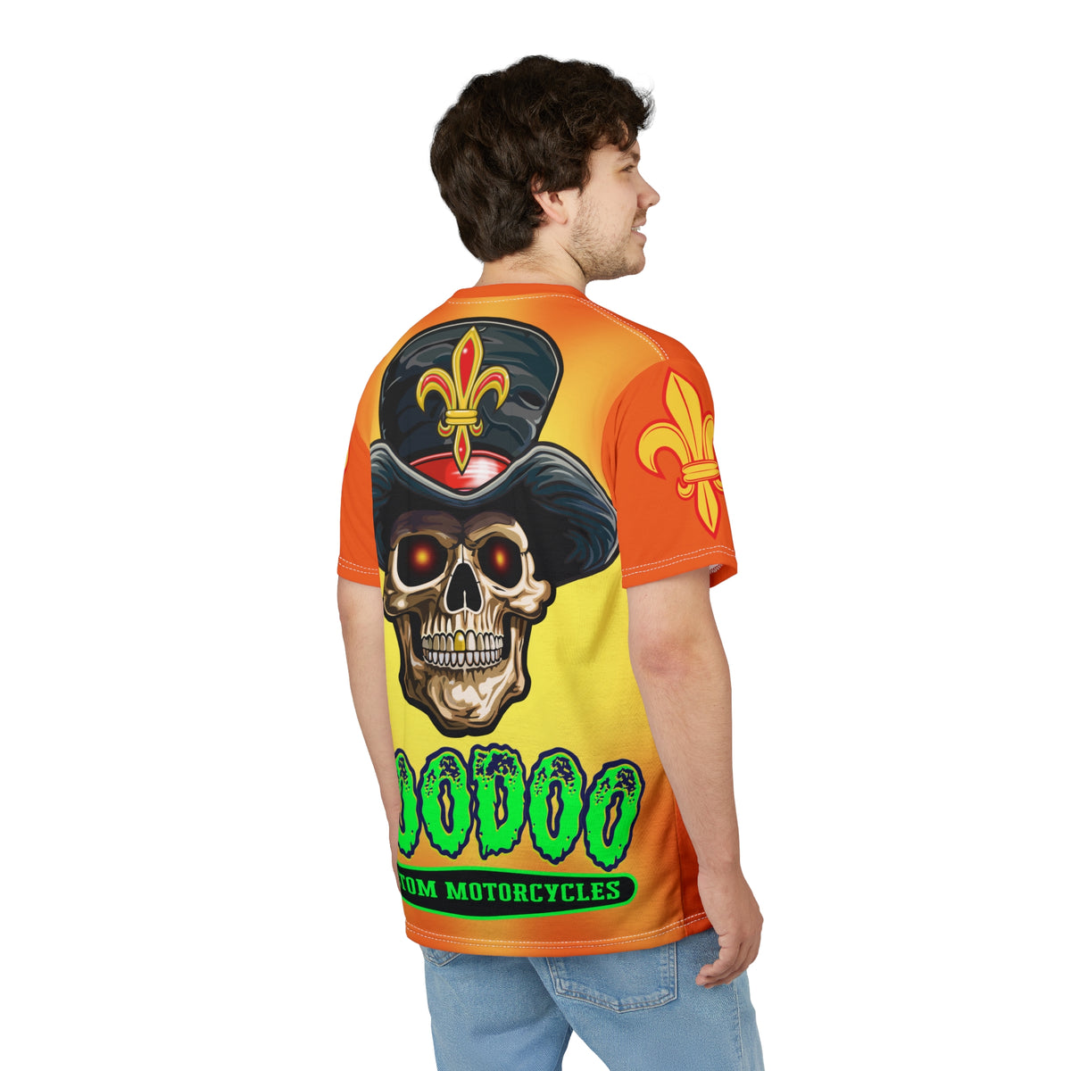 VooDoo Customs Ragin' Cajun Tie Dye Blast Skull & Fleur-de-Lis Graphic Tee