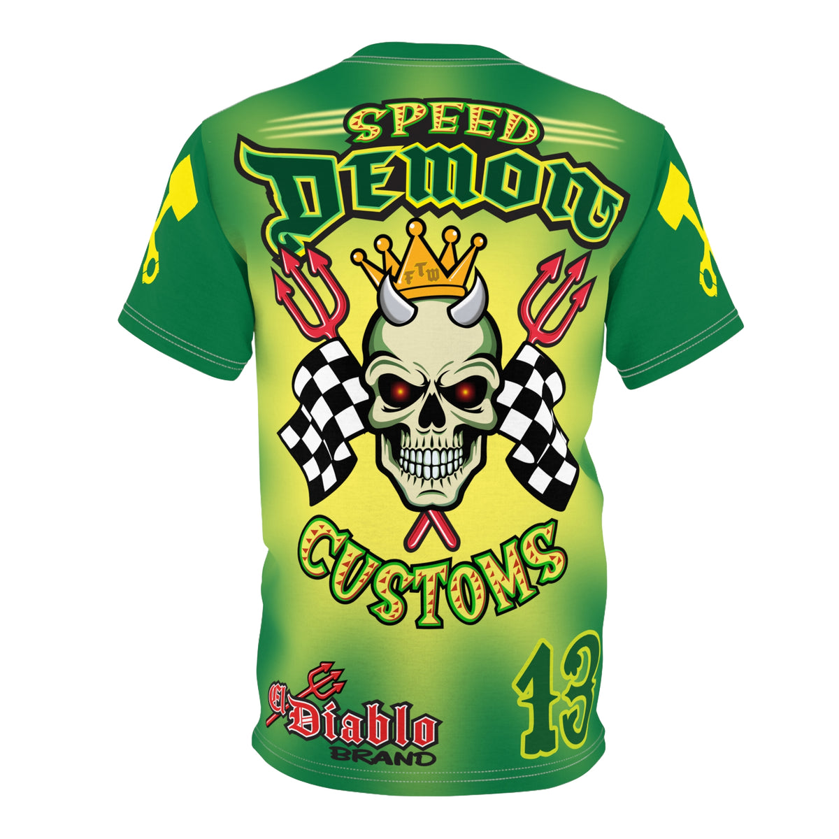 Speed Demon HiViz Tie Dye Style - Custom Motorcycle Riding Tee. - Excellent Visiblity using XL high colour graphics