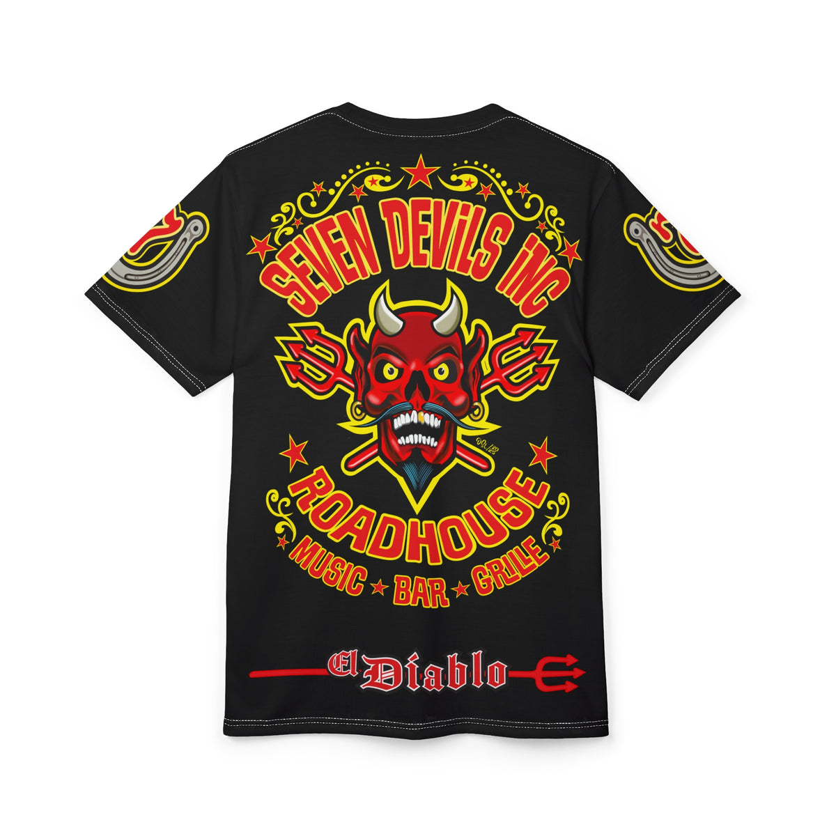 Seven Devils Inc. Roadhouse Deluxe HiViz Graphic Tee - Motorcycle Custom Riding Super Tee