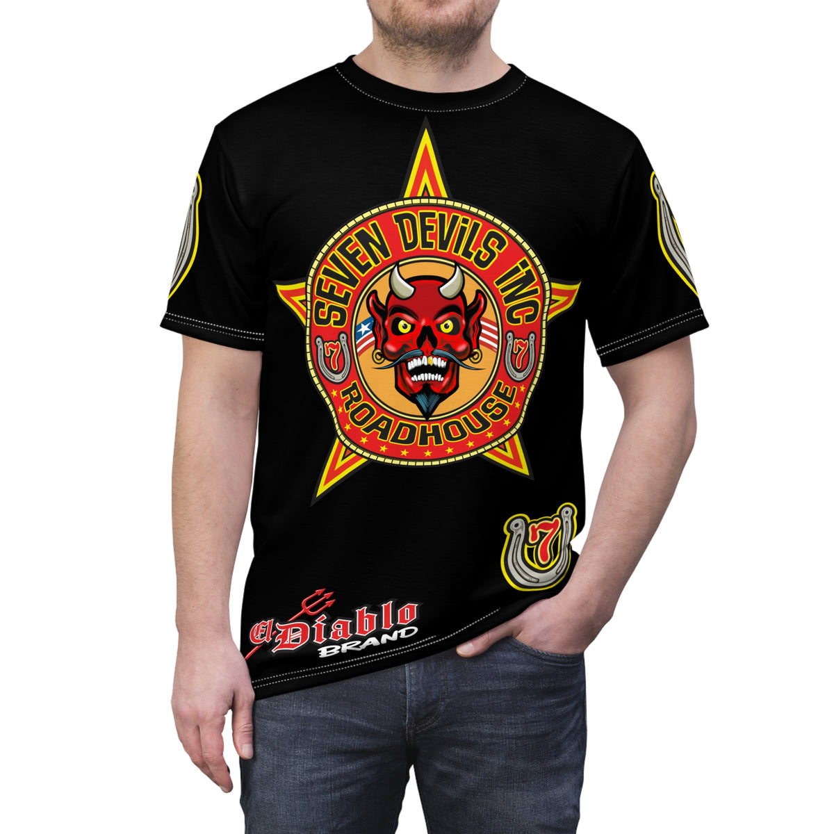 Seven Devils Inc. Roadhouse Deluxe HiViz Graphic Tee - Motorcycle Custom Riding Super Tee