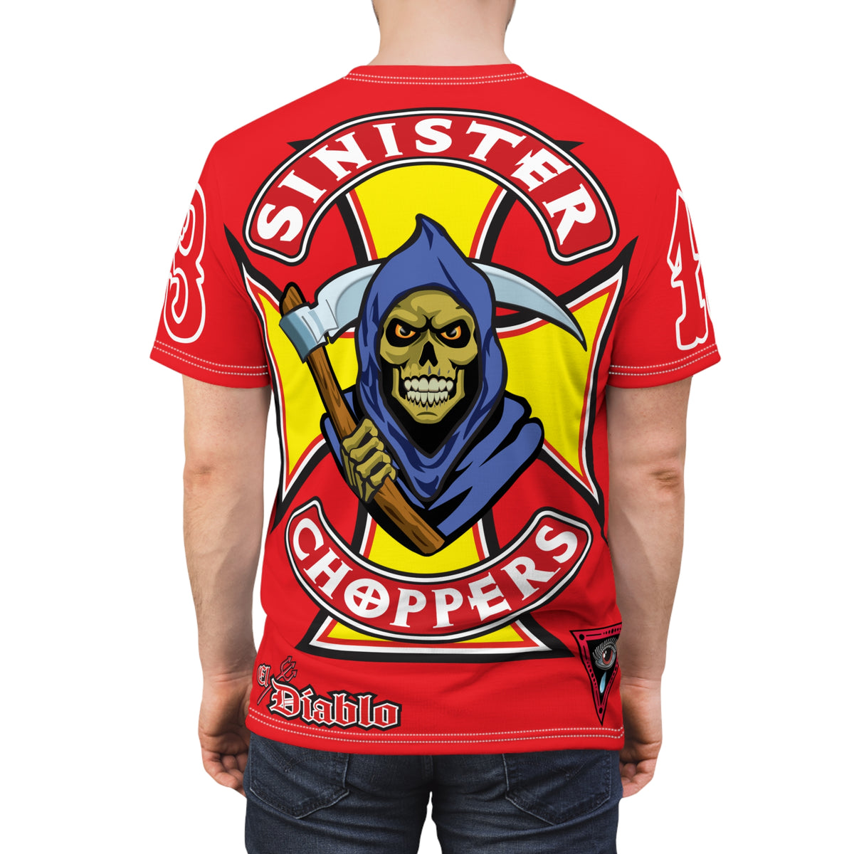 Sinister Choppers Grimm Reaper HiViz Super Tee - Unisex Skull Design for Bikers