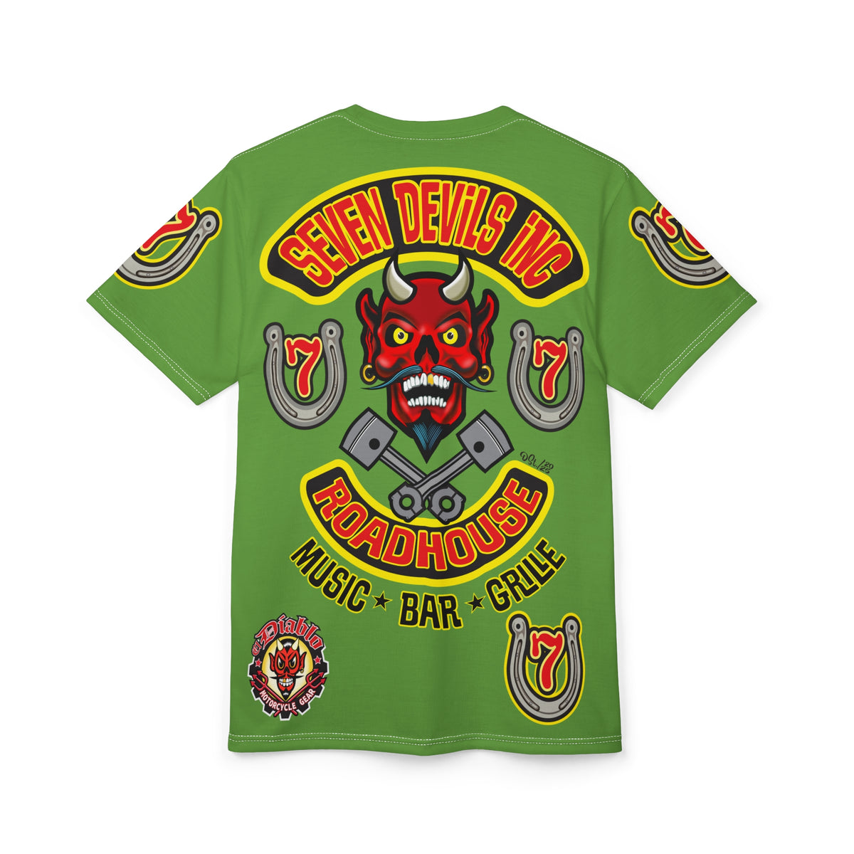 Seven Devils Inc. Roadhouse Graphic Tee - HiViz Motorcycle Custom Riding Super Tee