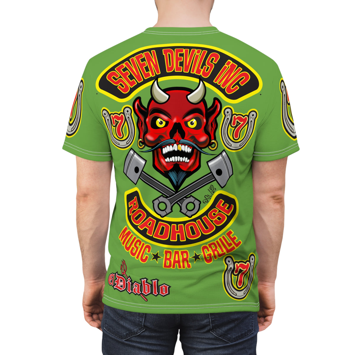 Seven Devils Inc. Roadhouse HiViz Design, Edgy Biker Shirt, Special Motorcycle Riding Gear, Seven Devils Inc.