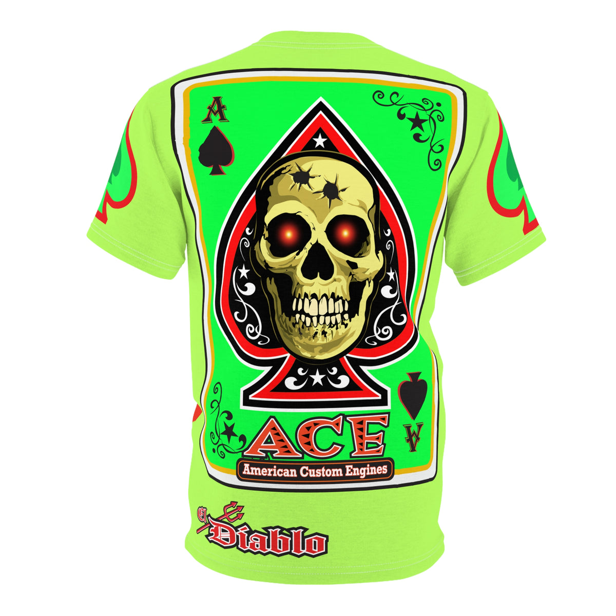 American Custom Engines ACE - Very Special Lumina Green  Ace of Spades Death Card High visibility Graphics