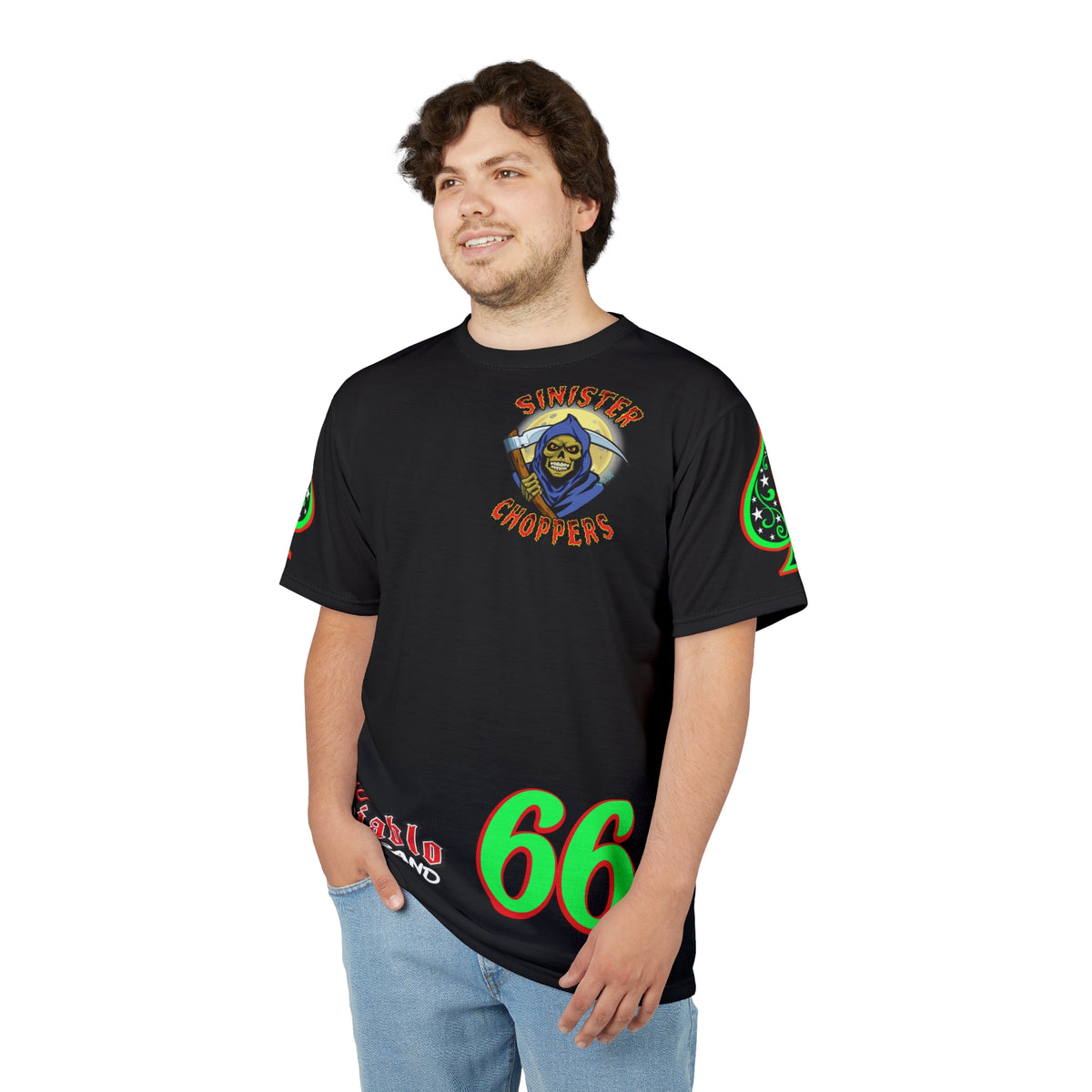 SRT Sinister Choppers Reaper Super Tee - Gothic Graphic T-Shirt for Motorcycle Riders