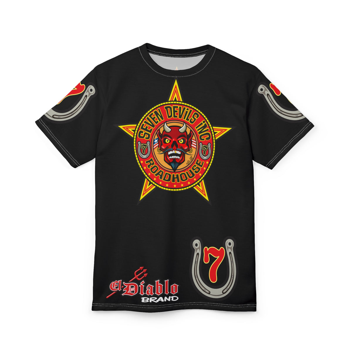 Seven Devils Road House (LIMITED EDITION) Custom Super Riding Tee - Retro Devil Style Graphic Style