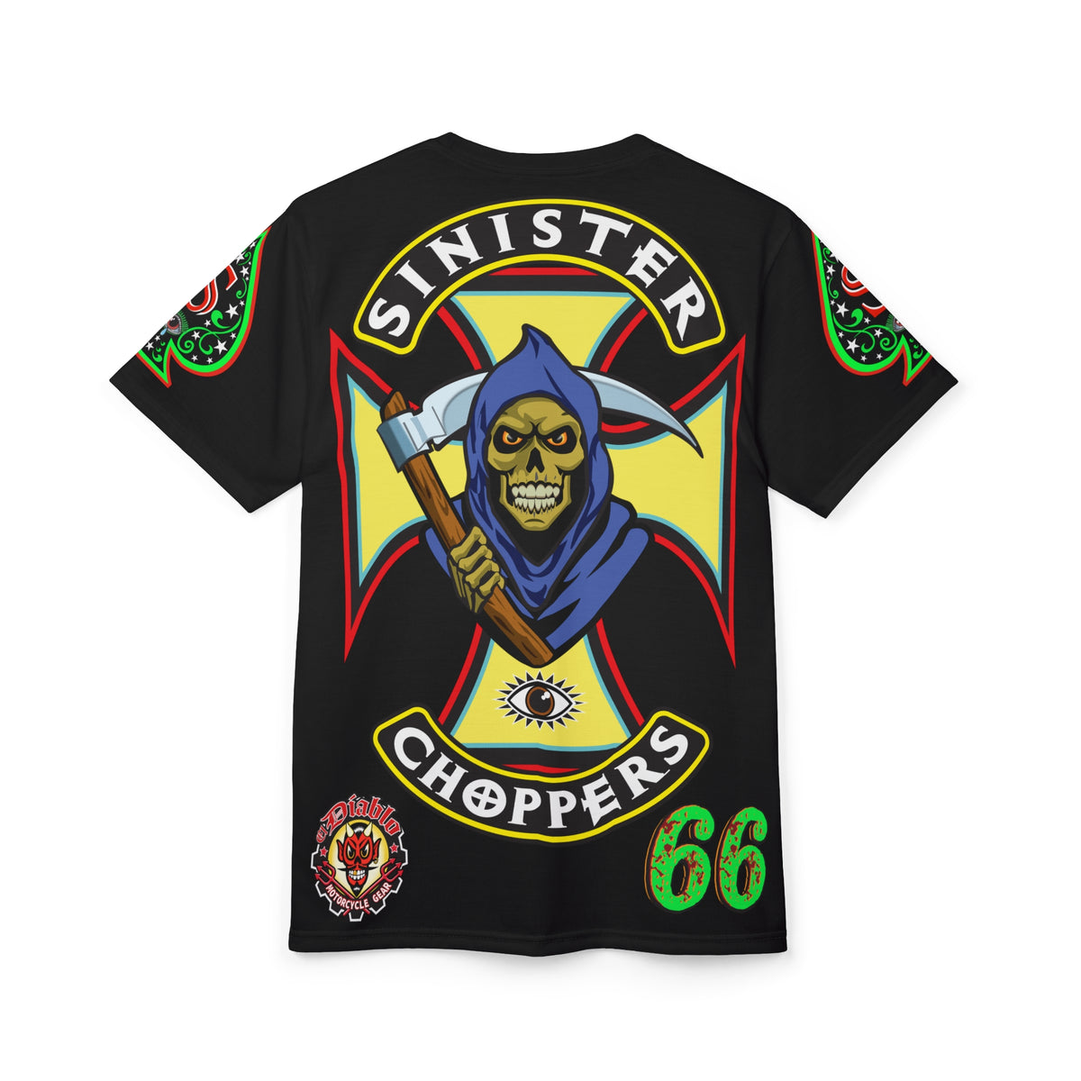 SRT Sinister Choppers Reaper Custom Super Tee - Gothic Graphic T-Shirt for Hardcore Motorcycle Riders