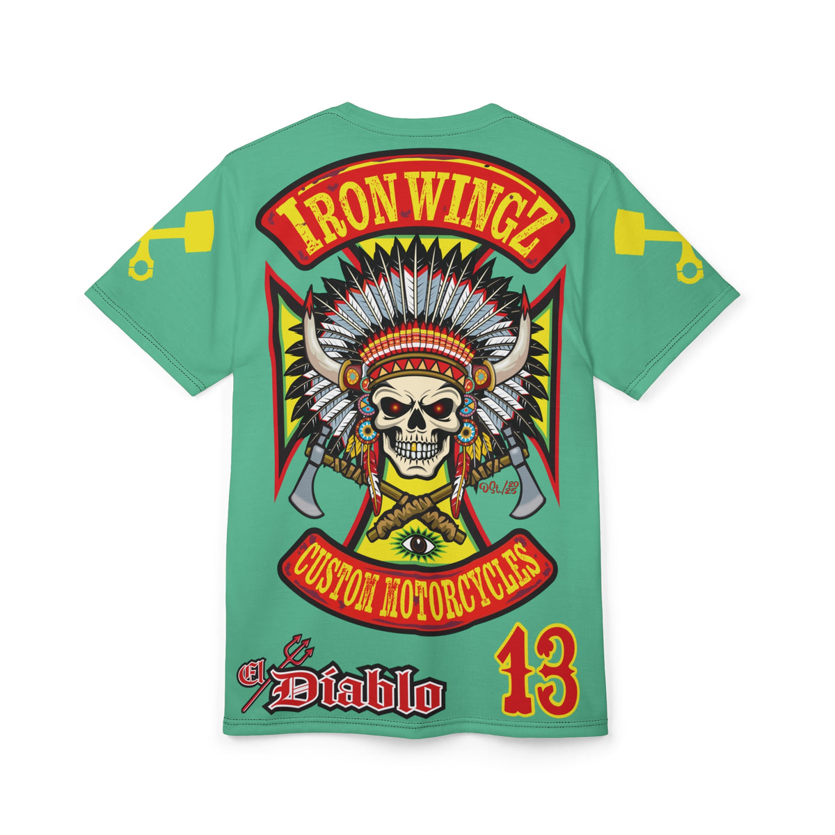 Iron WingZ Customs HIviz Graphic Super Tee, Edgy Streetwear, Customized Apparel, Gift for Bikers