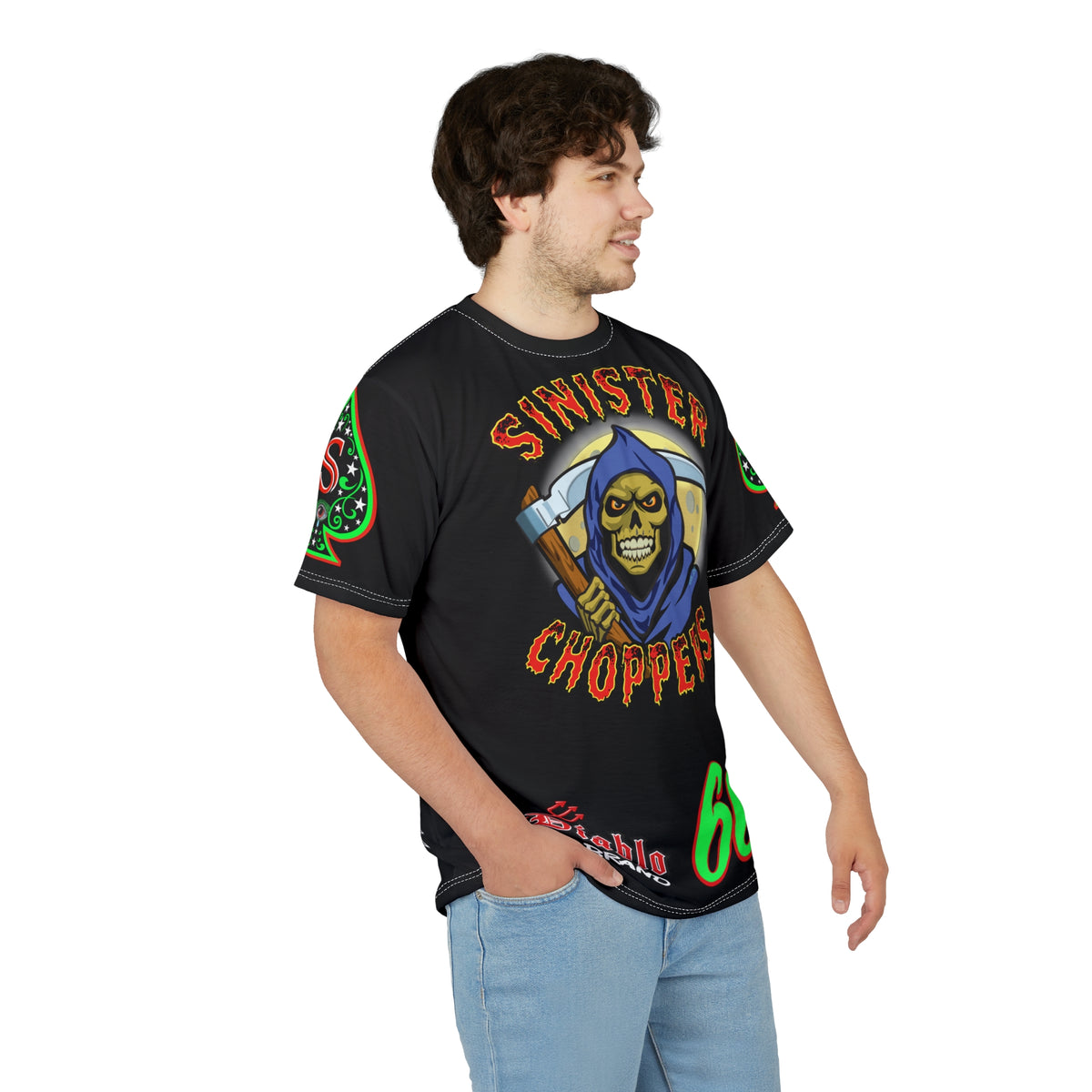 SRT Sinister Choppers Reaper Super Riding Tee - Gothic Graphic T-Shirt for Motorcycle Riders