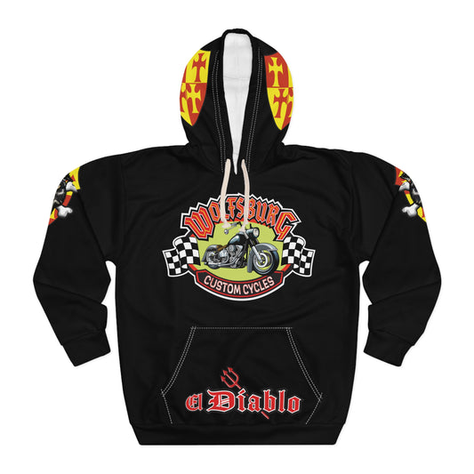 HoodZ Wolfsburg Custom Motorcycle Unisex Pullover Hoodie, Breathtaking Gothic Design , Comfortable Classic Speed Wear