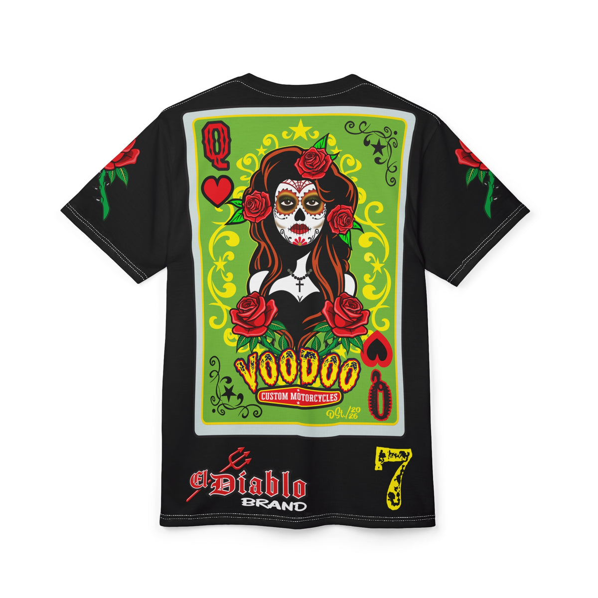 Voodoo Custom Motorcycles Tee — Queen of Hearts  Black 🖤 Riding Super Tee