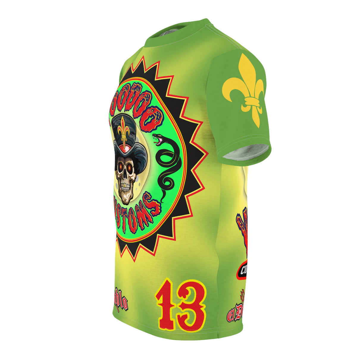 Voodoo Custom Motorcycles Unisex Tee - Edgy Tie Dye Skull Design for Bikers