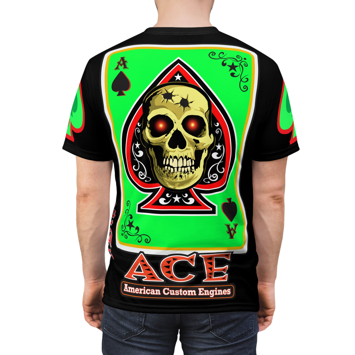 SRT American Custom Engines ACE - Special Lumina Green  Ace of Spades Death Card High Visibility Graphics