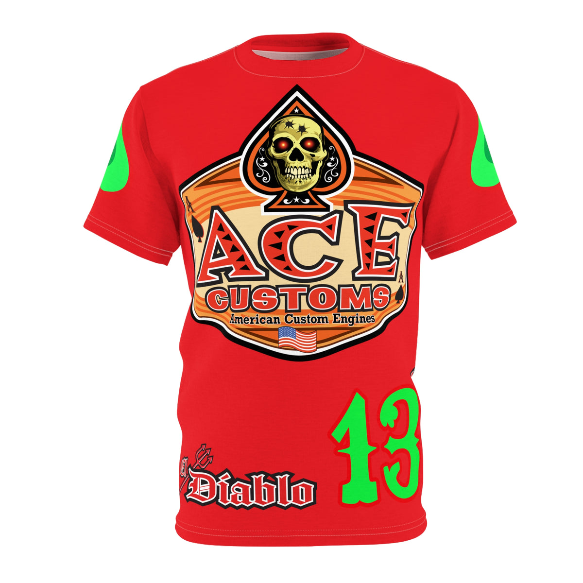 American Custom Engines ACE - Special Lumina Green  Ace of Spades Death Card High visibility Graphics