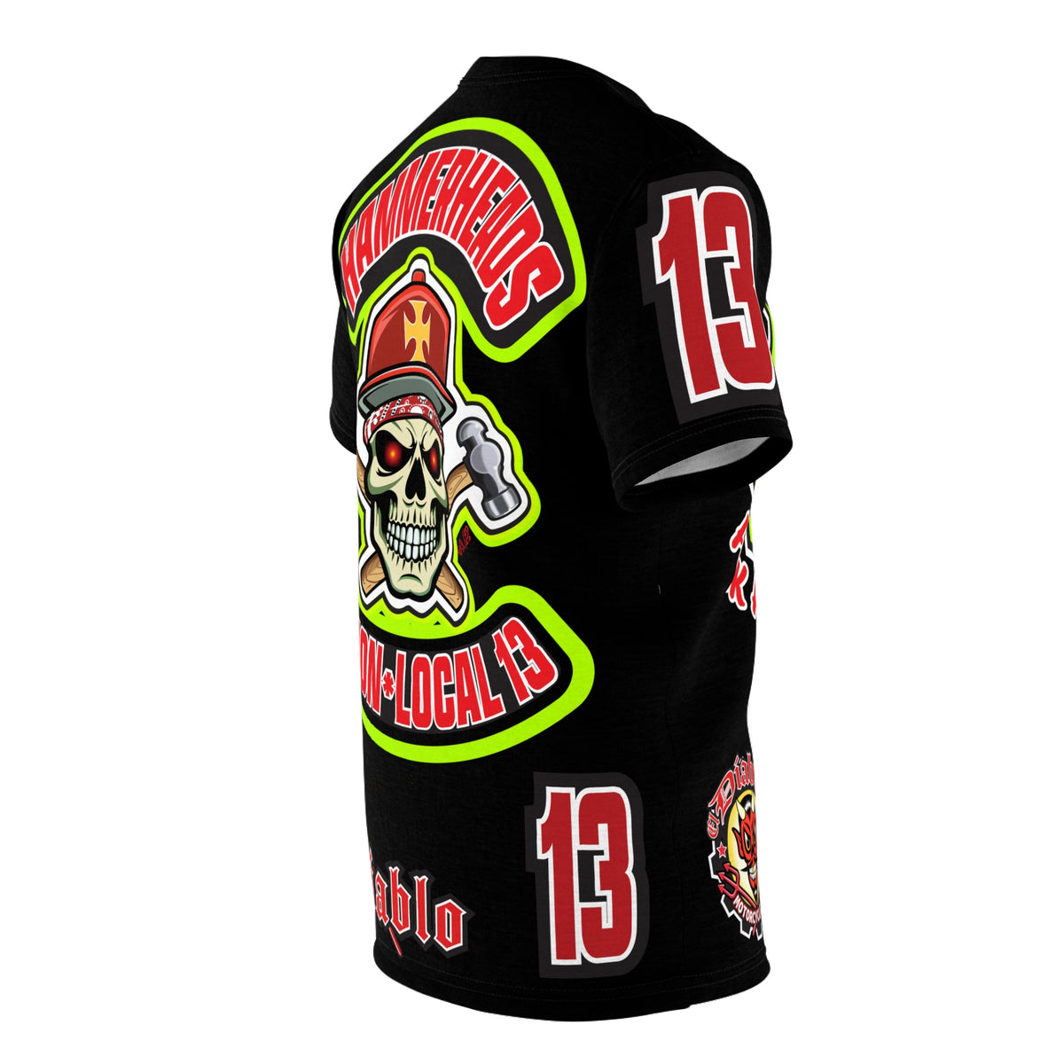 Hammerheads Union Local 13 (FAFO Version) HiViz Super Tee - Rough Tough Bad Attitude Motorcycle Riding Tee