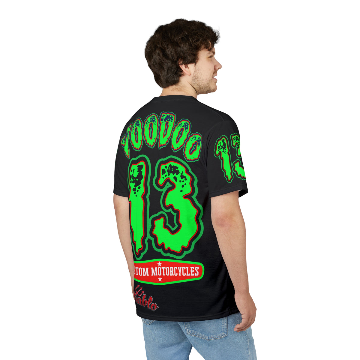 Voodoo Lucky 13 Motorcycle HiViz Super Tee, Unique Graphic Tee, Custom Riding Apparel