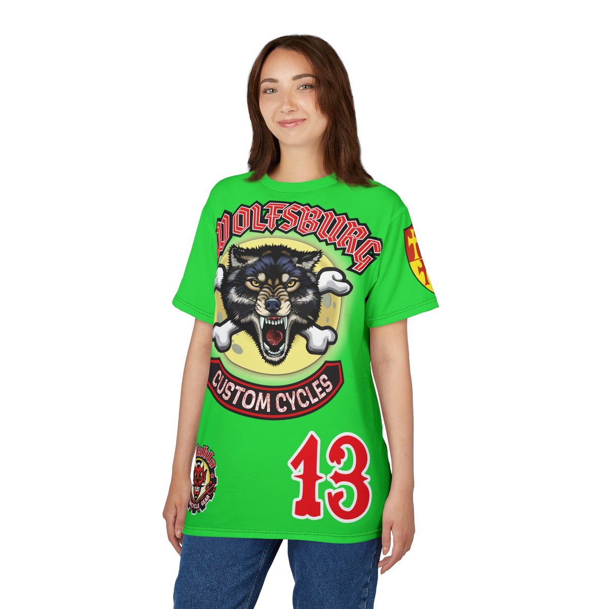 Very Special Wolfsburg Custom Cycles HiViz Graphic Super Tee for Bikers