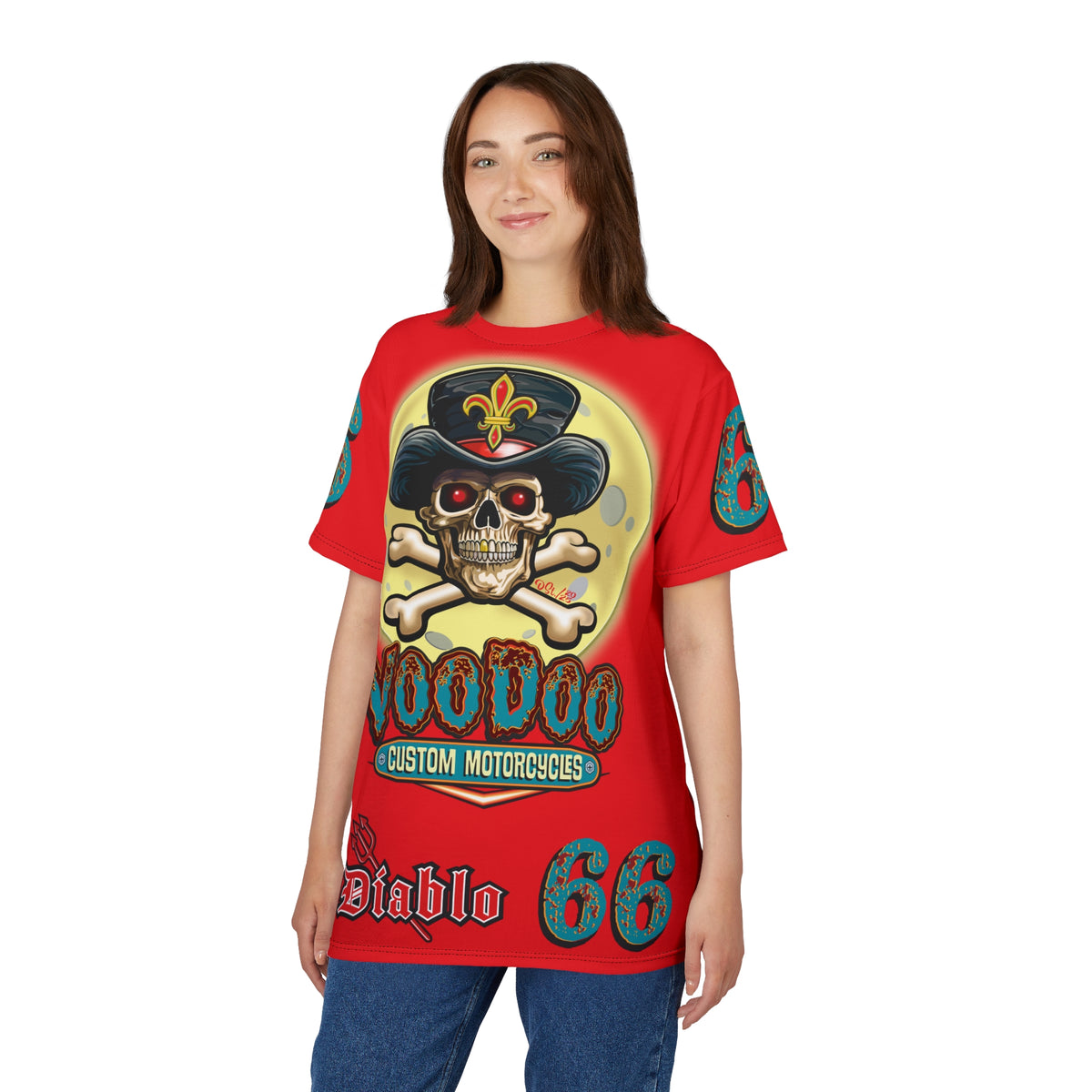 Voodoo Custom Motorcycles  Unisex HiViz Tee, Edgy Graphic Shirt, Motorcycle Apparel, Skull T-Shirt, Perfect for Bikers