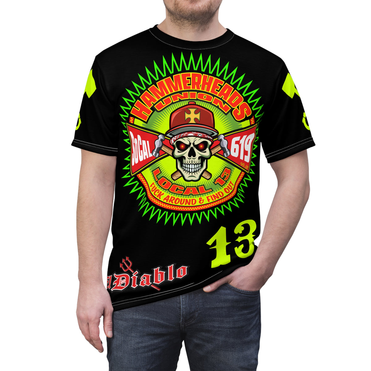 Hammerheads Union Local 13 -  SoCal 619 Special Edition - Custom HiViz Motorcycle Riding Tee Shirt _ Super Comfort and Fit