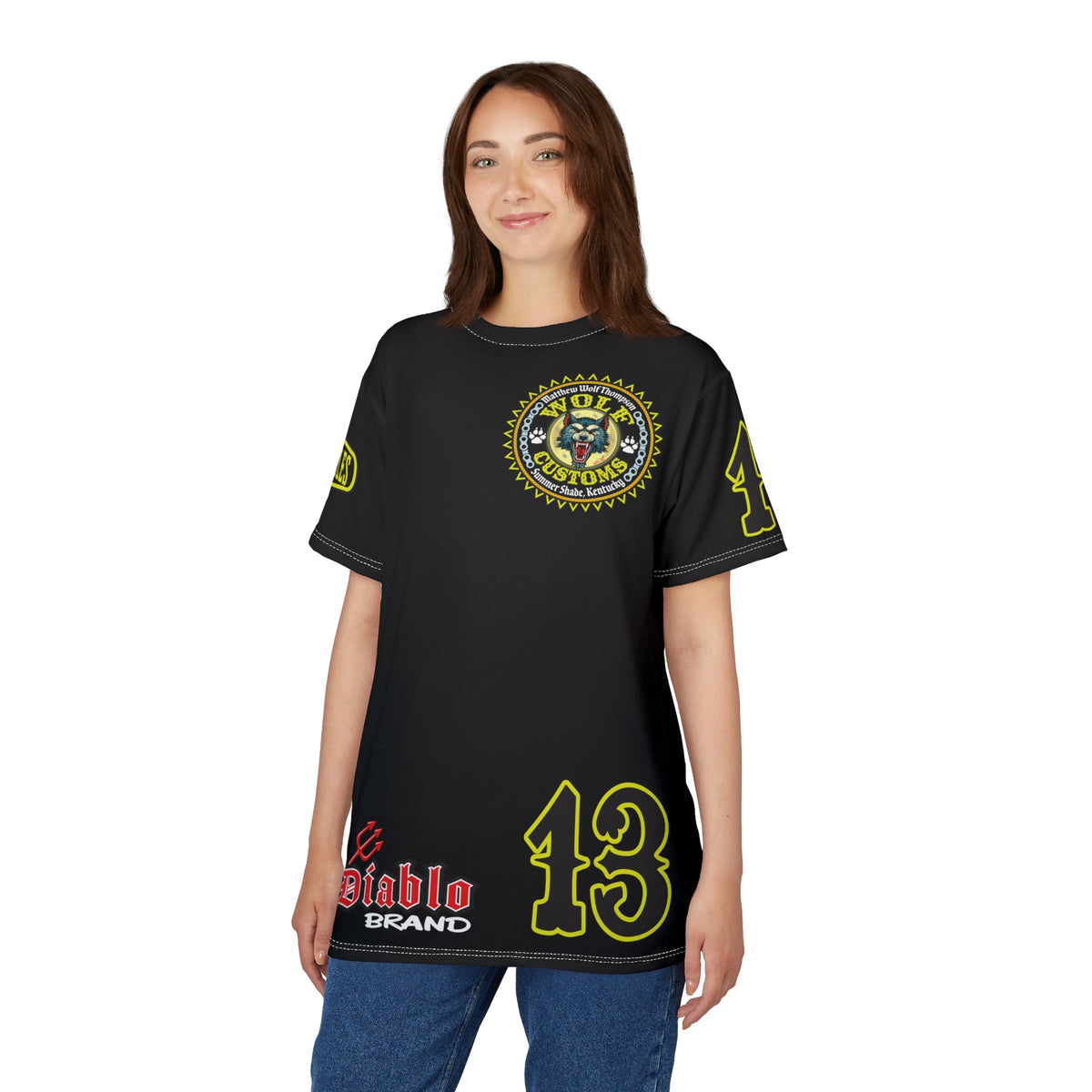 SRT MWT Wolf Customs 13 Black Graphic Super Riding Tee — Retro Motorcycle Club Shirt, The Best Biker Riding Tee EVER !!!