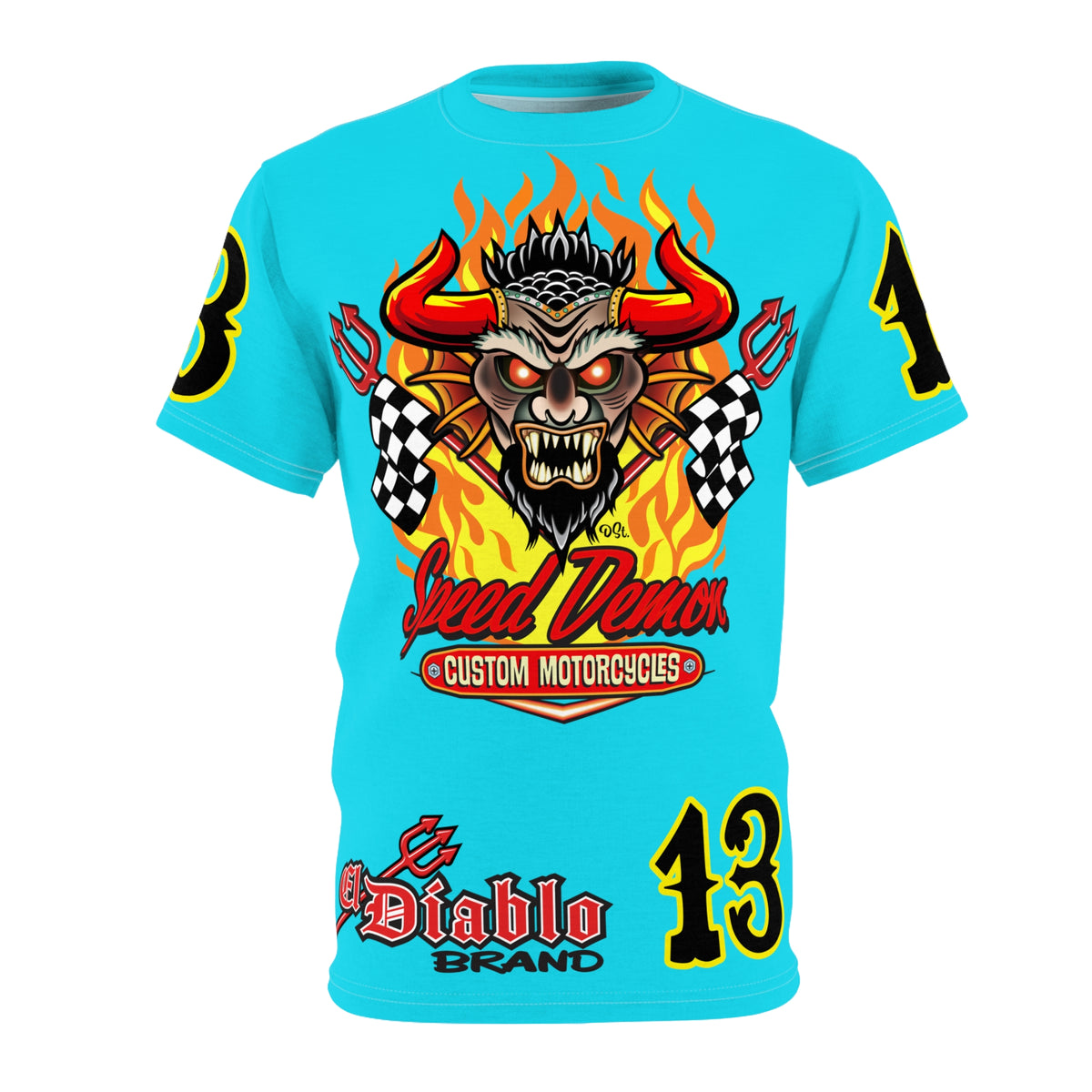 Speed Demon Customs Ice Blue Super Tee — Extreme Edgy Graphics - Bad Attitude Custom Biker Riding Gear