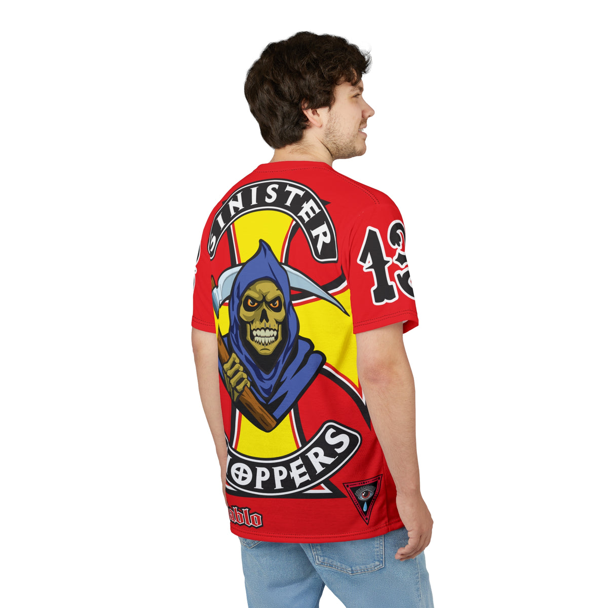 Sinister Choppers Reaper HiViz Super Tee - Unisex Skull Design for Bikers
