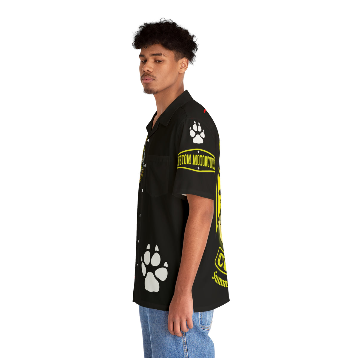 Big Bopper MWT Wolf Customs Motorcycle Hawaiian Shirt -  For Big Men to Size 5XL