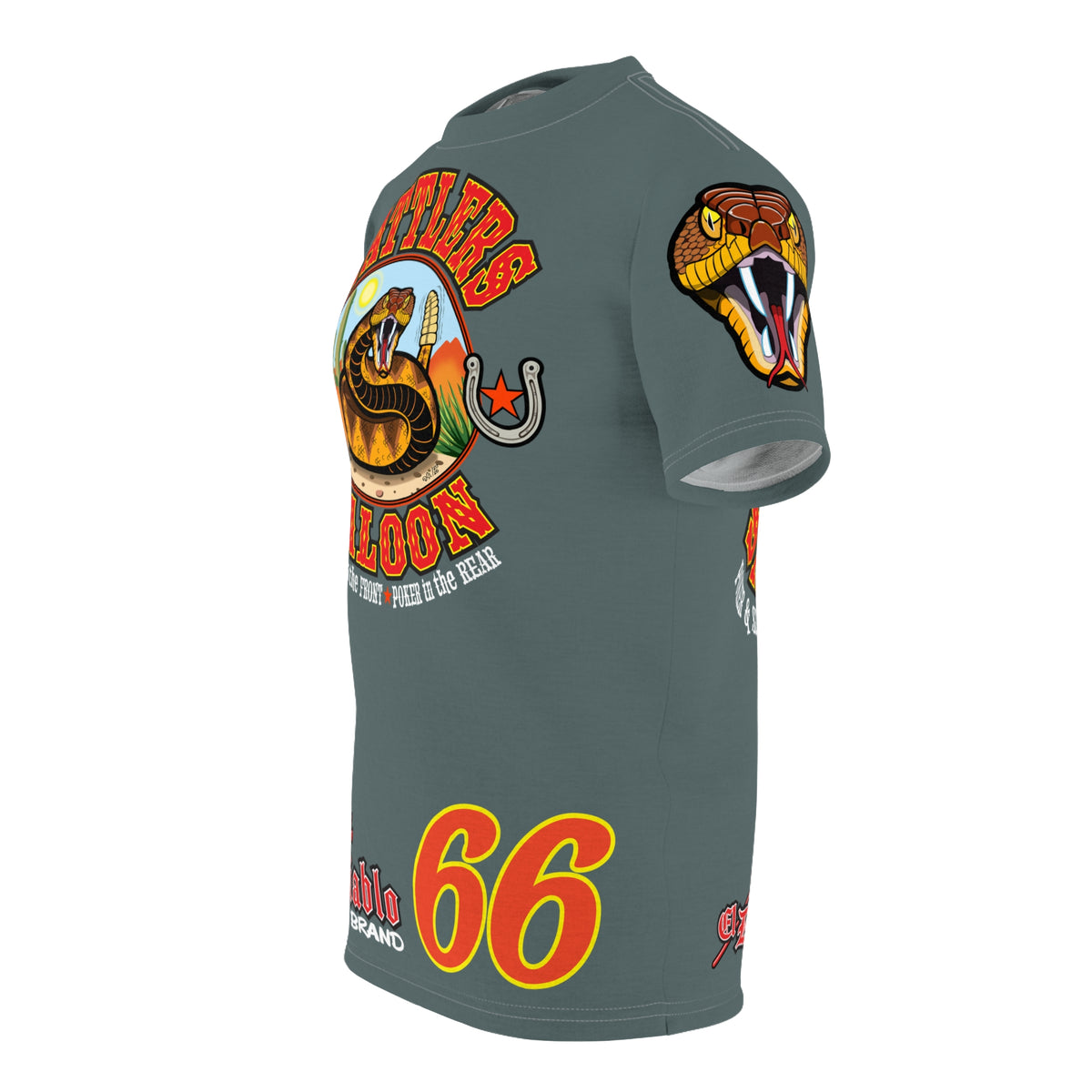 Rattlers Saloon  GREASY GREY SUPER TEE — Vintage Biker 66 Graphic Shirt