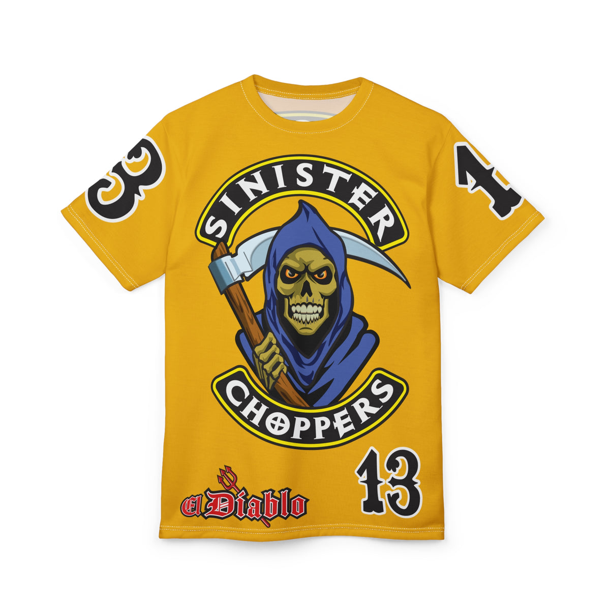Sinister Choppers Reaper HiViz Super Tee - Unisex Skull Design for Bikers