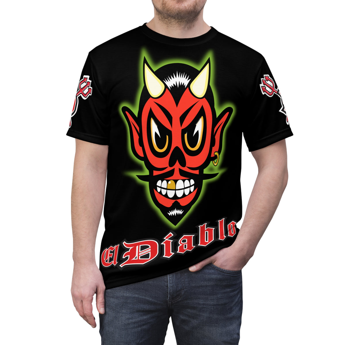 El Diablo Night Ryder HiViz Super Tee, Huge HiViz Back Graphic, See & be seen !!!