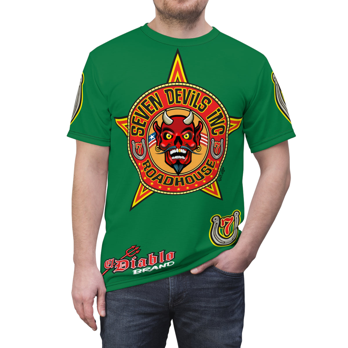 Seven Devils Inc. Roadhouse Deluxe HiViz Graphic Tee - Motorcycle Custom Riding Super Tee