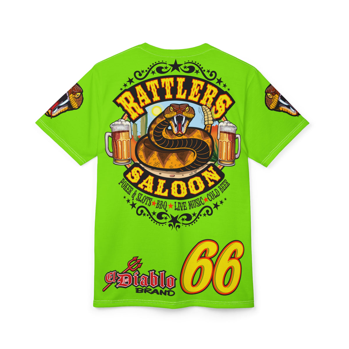 VERY Special HIVIZ Rattlers Saloon  BADAZZ SUPER TEE — Vintage Biker 66 Graphic Shirt