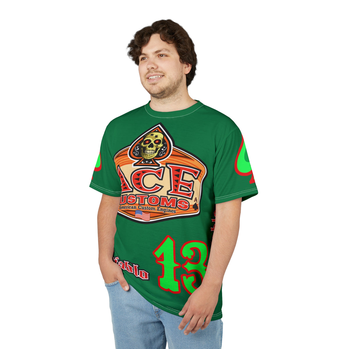 American Custom Engines ACE - Special Lumina Green  Ace of Spades Death Card High visibility Graphics