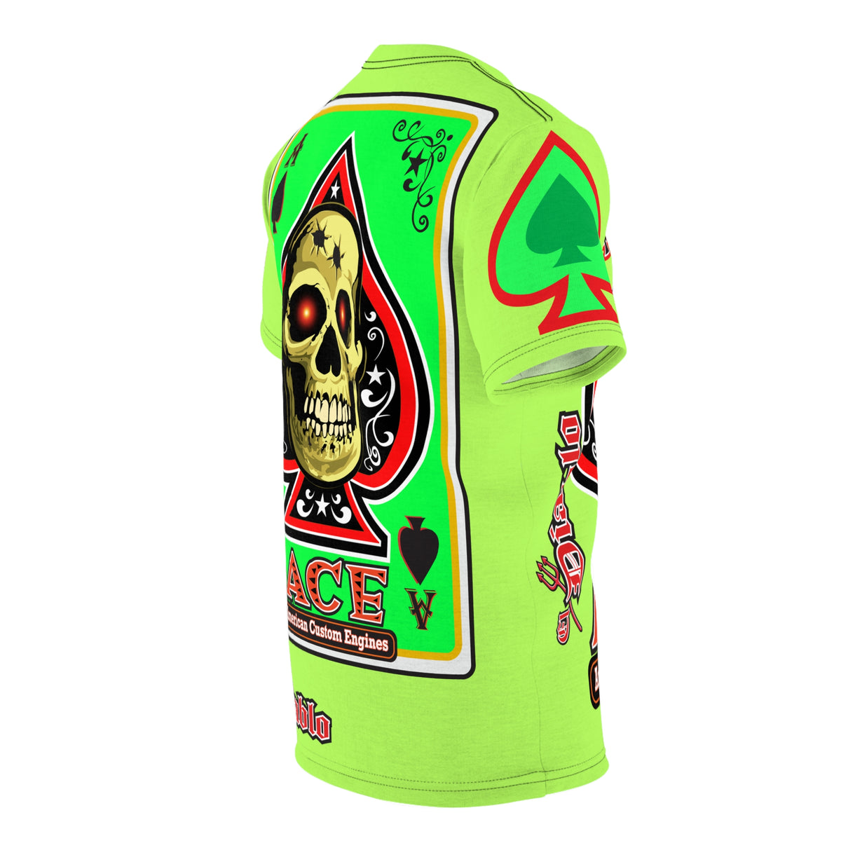 American Custom Engines ACE - Very Special Lumina Green  Ace of Spades Death Card High visibility Graphics