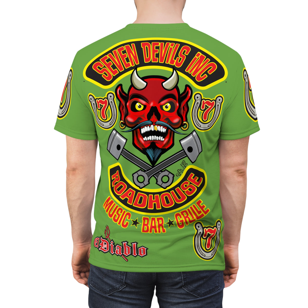 Seven Devils Inc. Roadhouse HiViz Design, Edgy Biker Shirt, Special Motorcycle Riding Gear, Seven Devils Inc.