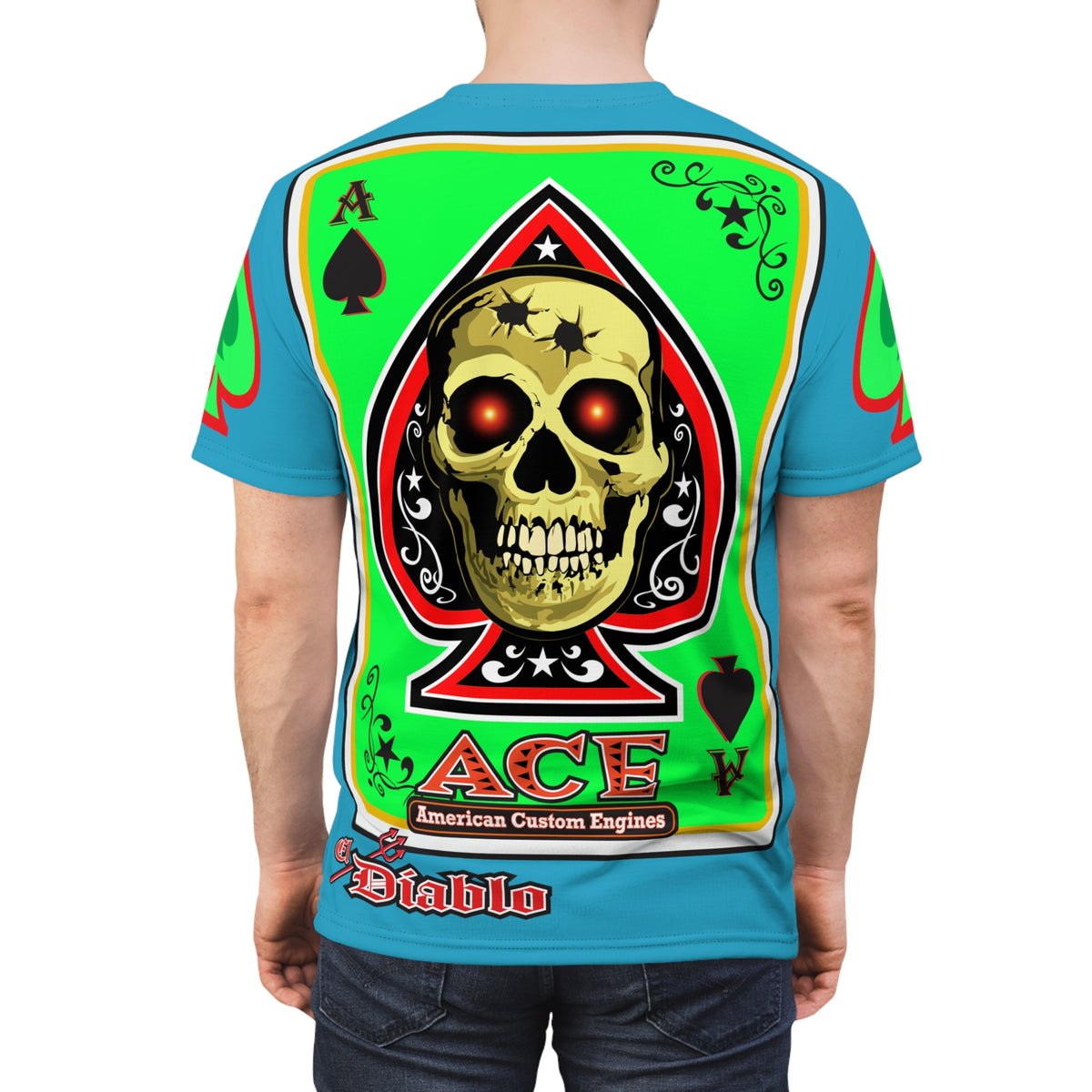 American Custom Engines ACE - Special Lumina Green  Ace of Spades Death Card High visibility Graphics