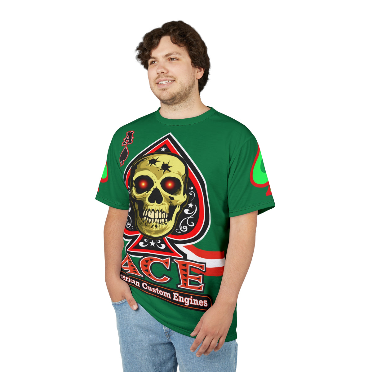 American Custom Engines ACE - Special Lumina Green  Ace of Spades Death Card High visibility Graphics