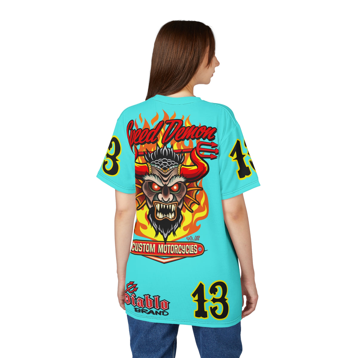 Speed Demon Customs BLU SKY Super Tee — Extreme Edgy Graphics - Bad Attitude Custom Biker Riding Gear