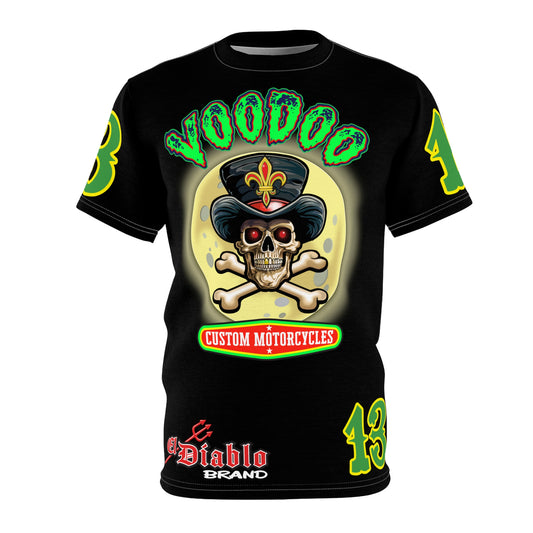 Voodoo Skull Motorcycle HiViz Super Tee, Unique High Colour Graphics Tee, Custom HiViZ Apparel
