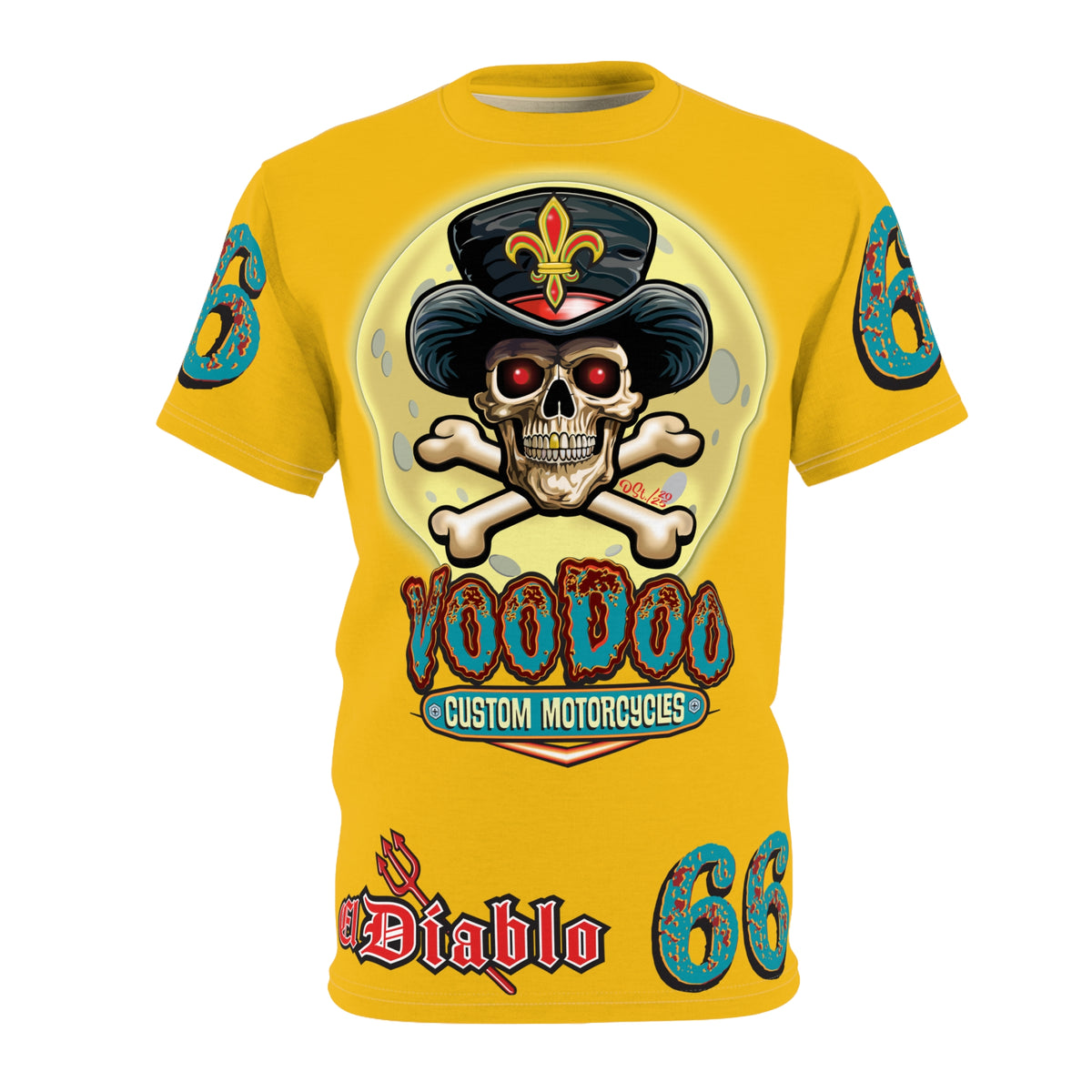 Voodoo Custom Motorcycles Unisex HiViz Tee, Edgy Graphic Shirt, Motorcycle Apparel, Skull T-Shirt, Perfect for Bikers