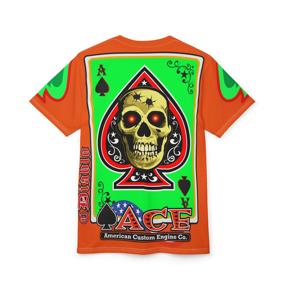 American Custom Engines ACE - Specially Designed Lumina Green  Ace of Spades Death Card High visibility Graphics