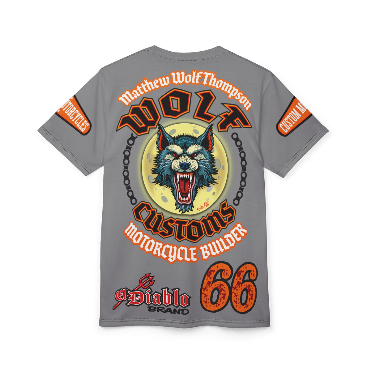 MWT Wolf Custom Motorcycles Super Tee — Viciously Cool High Performance Motorcycle Riding Shirt