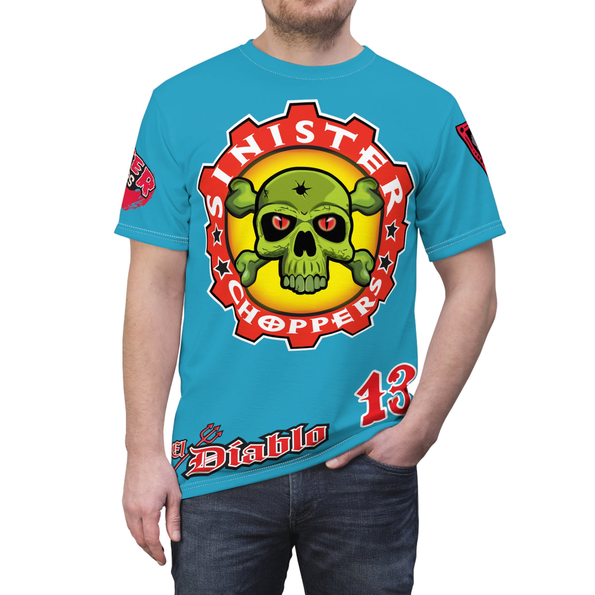 Sinister Choppers Electric Blue Custom Designed HiViz Super Tee