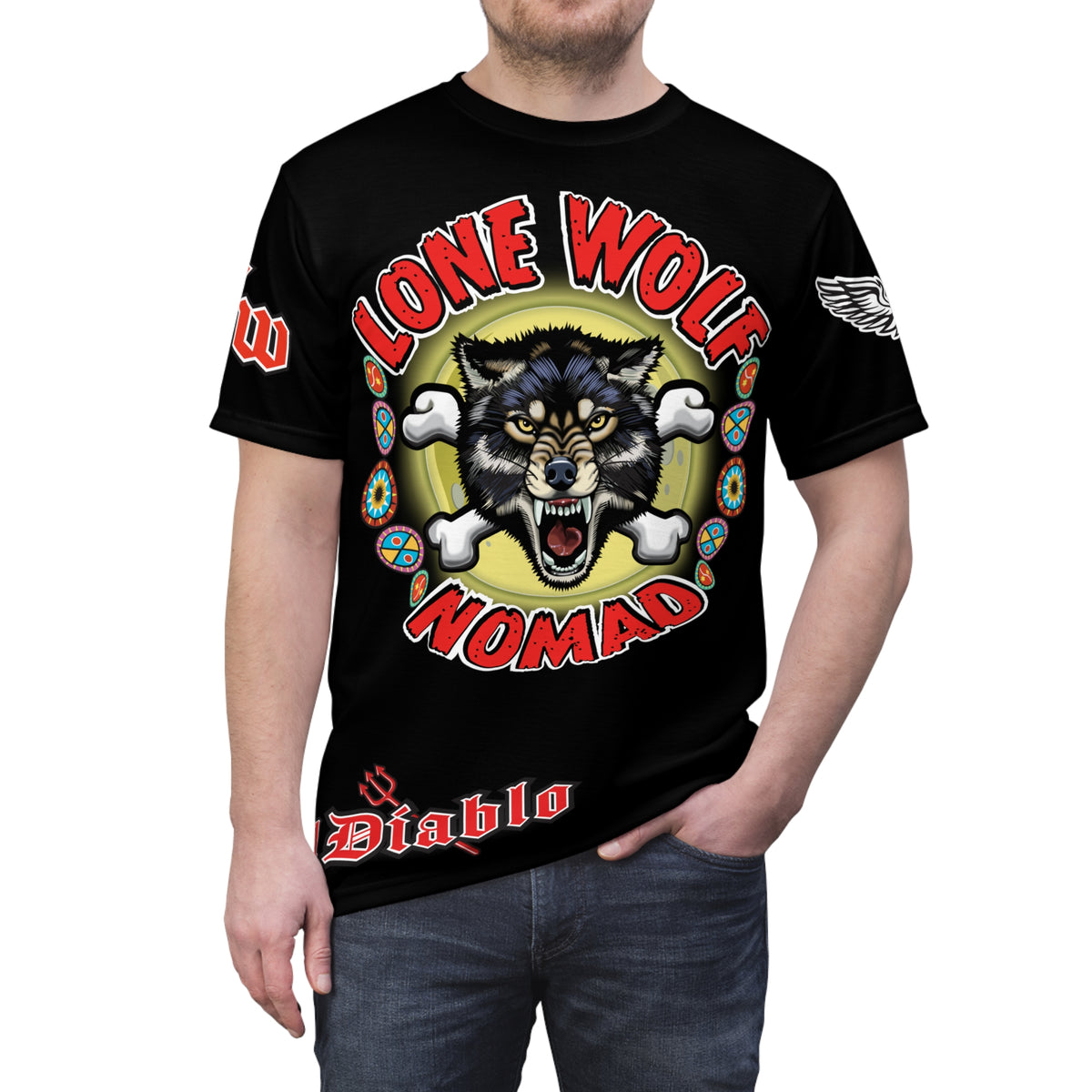 Lone Wolf Nomad HiViz Super Tee - For The Independent No Club Bikers For Life