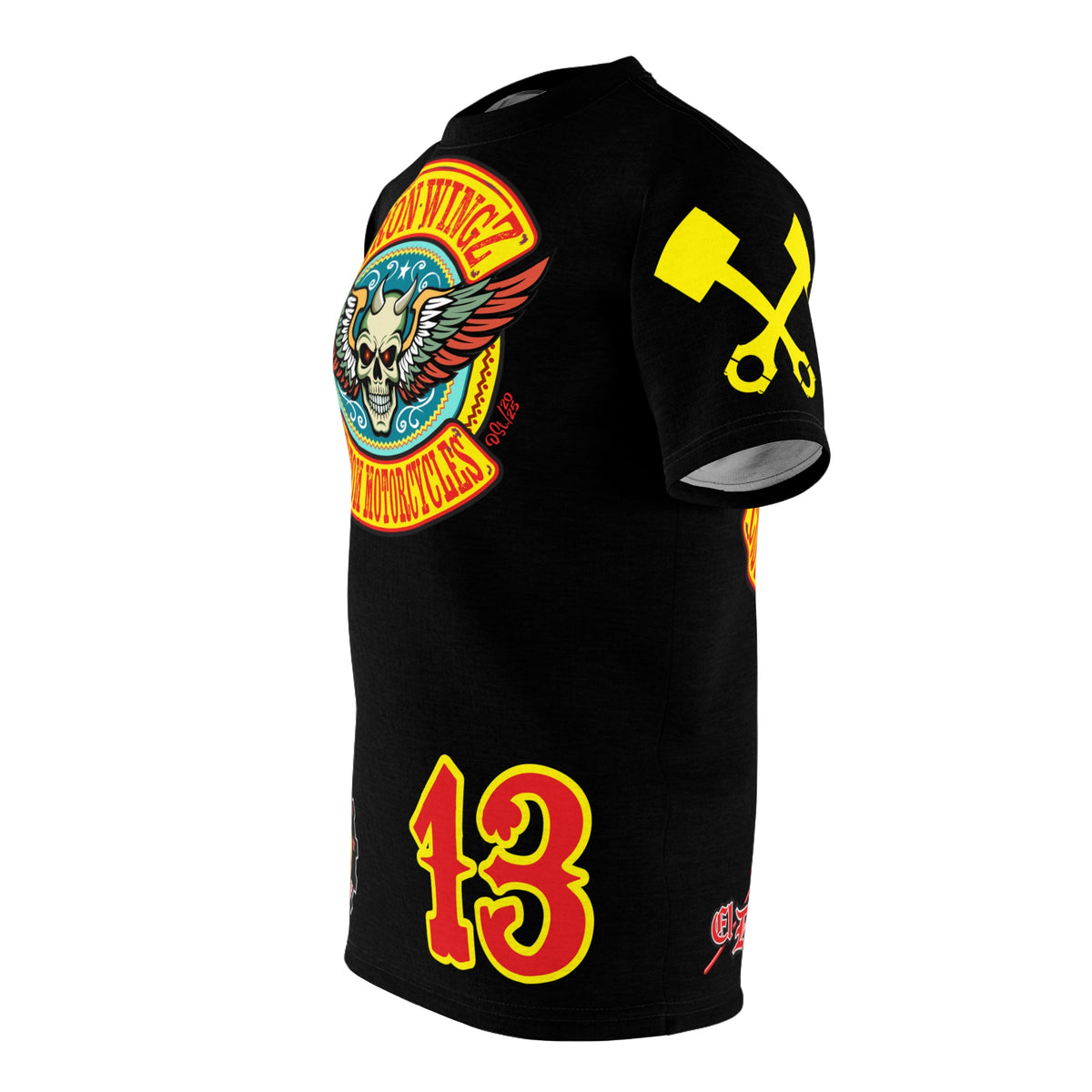 SRT Iron WingZ Custom Motorcycles Graphic Super Riding Tee, Edgy Streetwear, Customized Apparel, Gift for Bikers