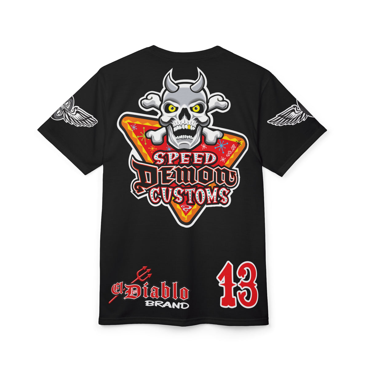 SRT Speed Demon Customs Spectacular  Super Riding Tee - Devilishly Demented Bold Biker Design