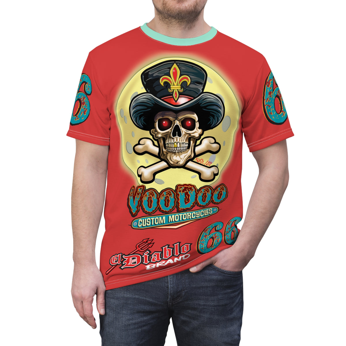Voodoo Customs  Graphic Tee –  Edgy Style Riding Tee for Bikers