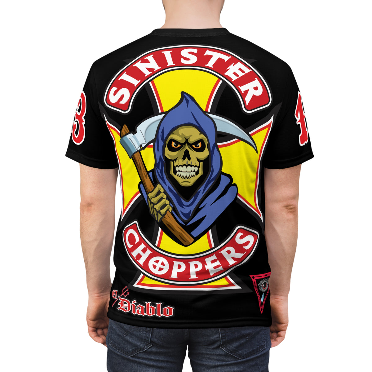 Sinister Choppers Reaper HiViz Super Tee - Spectacular Skull Design for Bikers