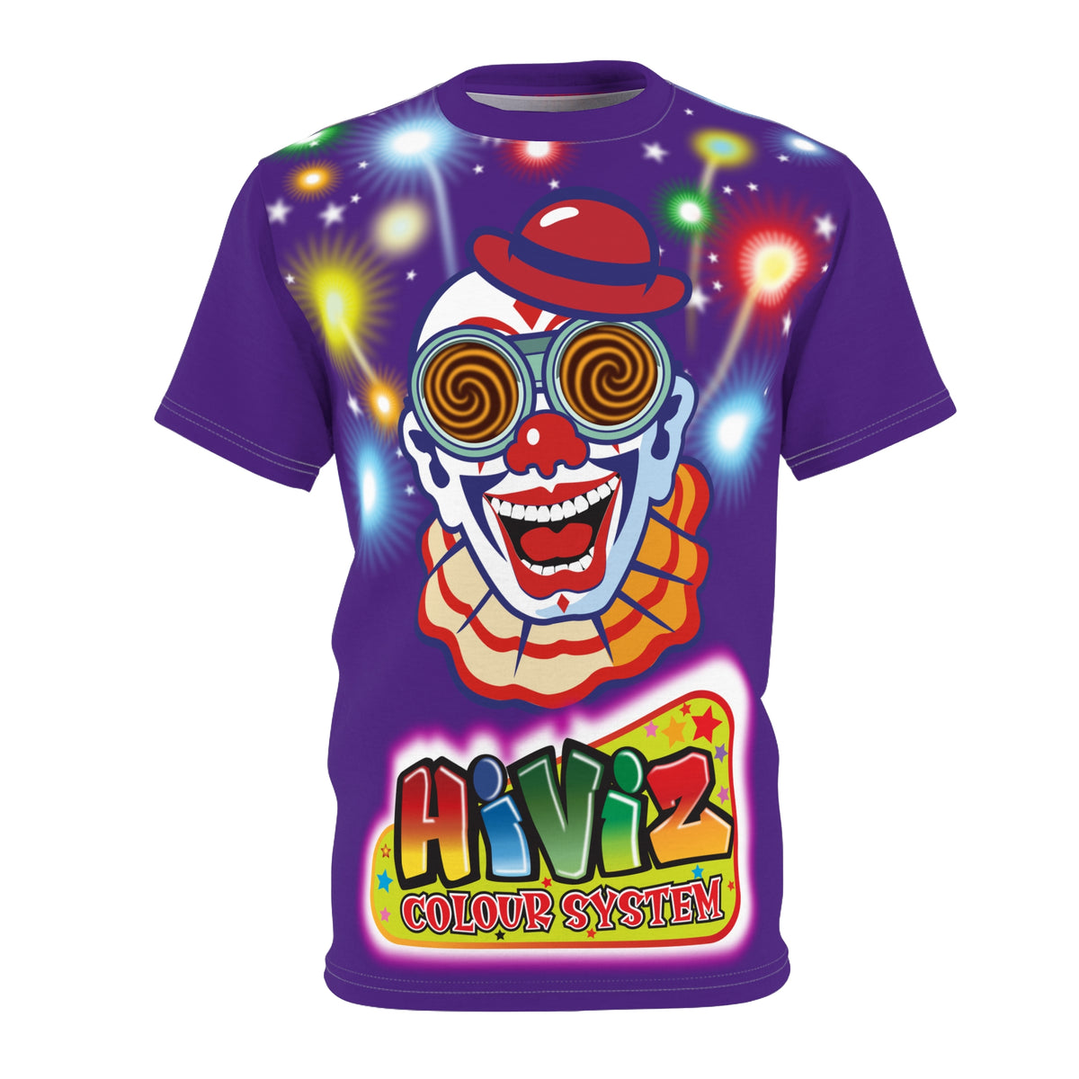 HiViz Clown Graphic Tee — Neon Festival Rave Shirt