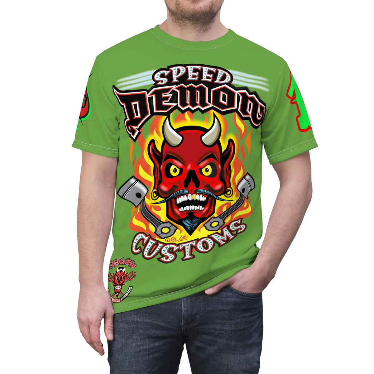 Speed Demon Custom HiViz Unisex Tee - Bold Graphic Harley Enthusiast Super T